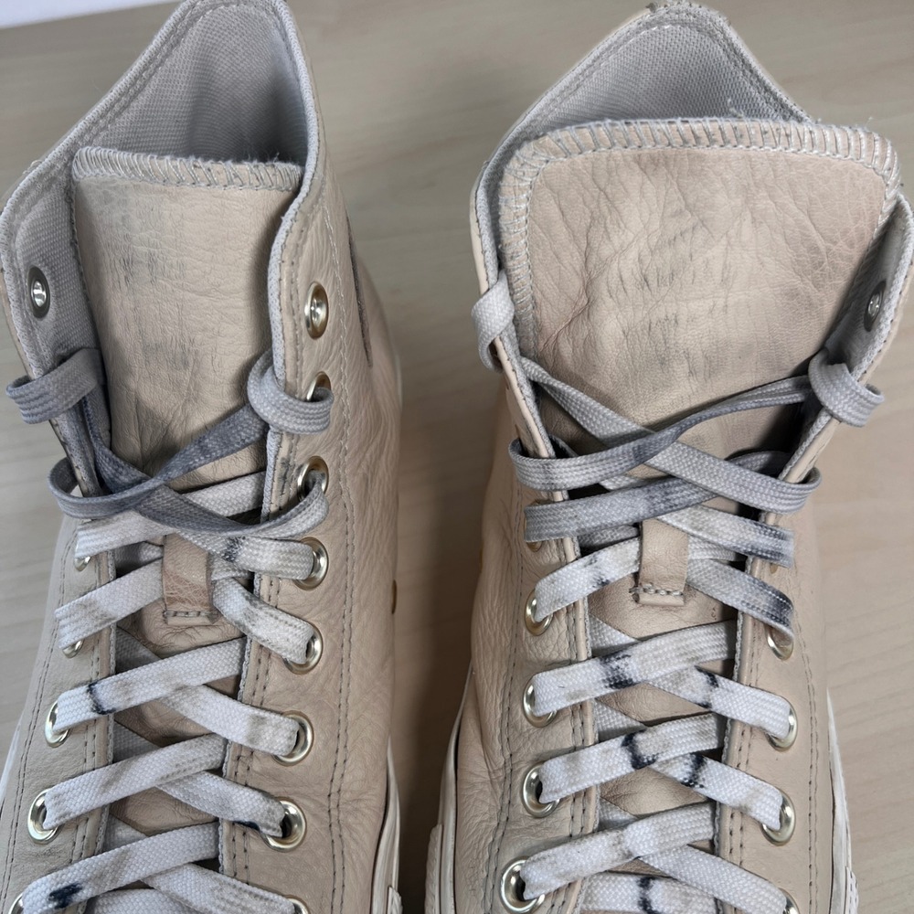 Converse Chuck Taylor All Star Women 9.5 Beige Leather High Top A03734C - Picture 7 of 10